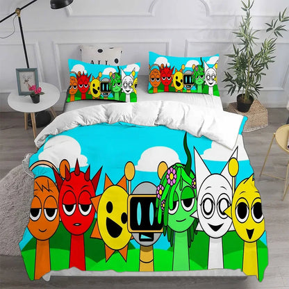 Sprunki Bedding Sets Bed Cover Comforter Duvet Cover Pillow Case 2-3 Pieces Sets Kids Adult Bedroom Decoration