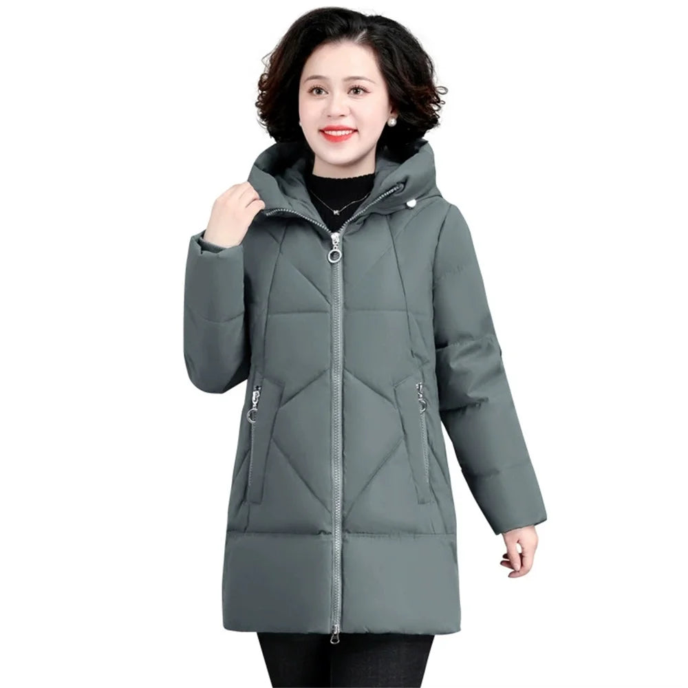 New Loose Women Snow Jacket 3XL 4XL 2026 Winter Women Jacket Warm Parkas Female Thicken Coat Cotton Padded Long Hooded Outwear