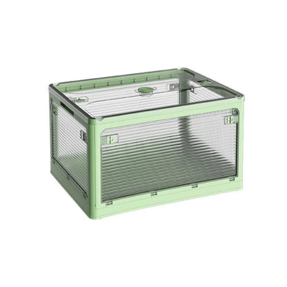 Foldable Book Storage Box, Large Capacity Transparent Plastic Storage Bin with Pull Ring Design, Easy to Open Lid, Space-Saving