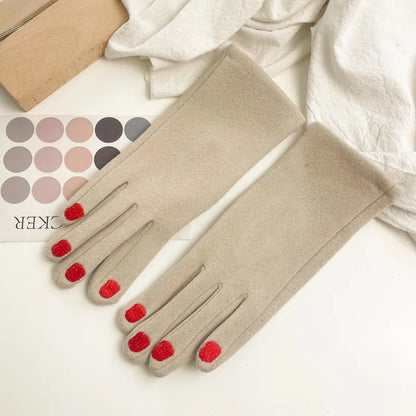 Women Creative Nail Polish Embroidery Gloves Grace Lady Fashion Vintage Driving Full Finger Mittens Girl Touch Screen Warm T124A