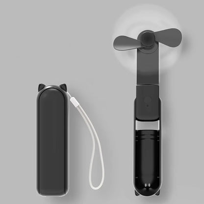 Portable Mini Handheld Fan Small Pocket Fan USB Rechargeable Battery Fan Folding Cooling Hand Fan Mini USB Fan with Power Bank