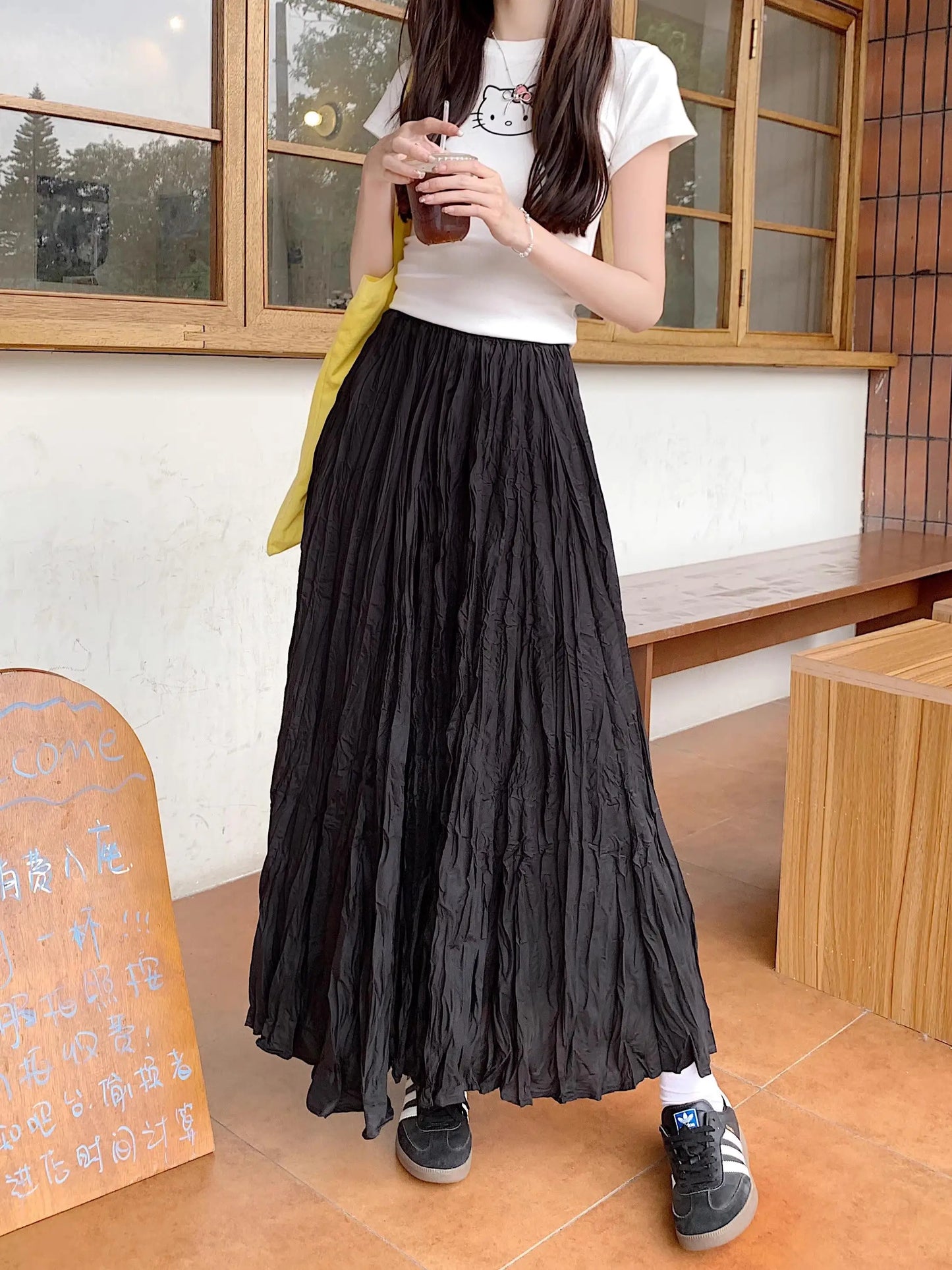 Irregular hem Women's skirt Yellow Blue Skirt High Waist skirts y2k skirt pleated Loose women Pleated Skirts Casual Jupe 2025