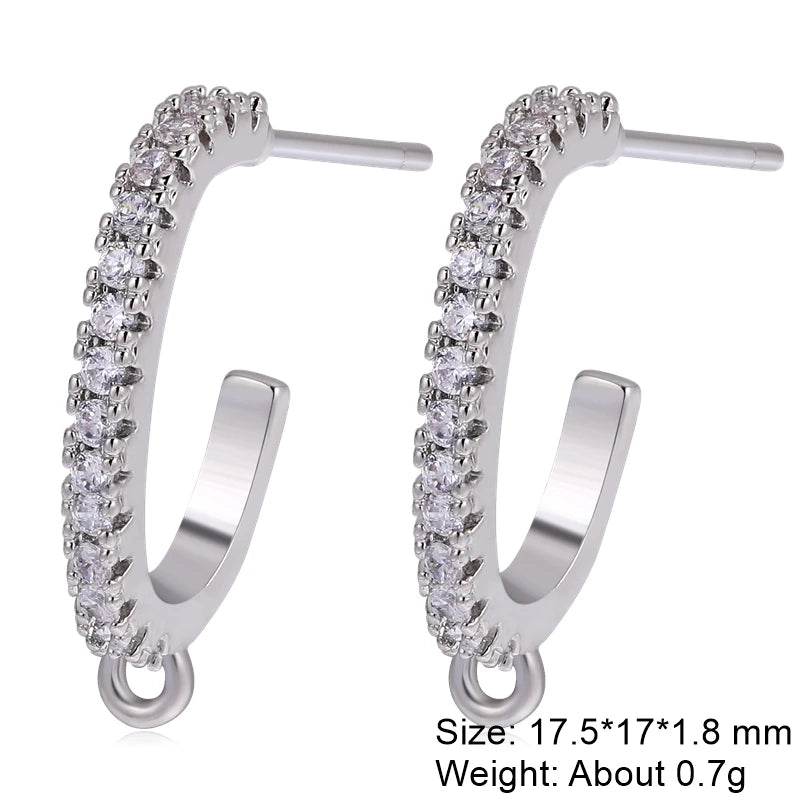 Juya 18K Gold Silver Plated Fastener Bales Fixture Earring Hook Locks For DIY Women Fashion Crystal Agate Charms Earrings Making