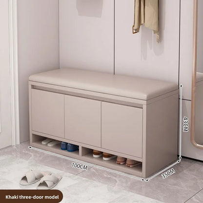Shoe Storage Bench with Cushion Seat Entryway Shoe Cabinet Organizer Hallway Shoe Rack Bedroom Storage Stool 2/3/4 Door