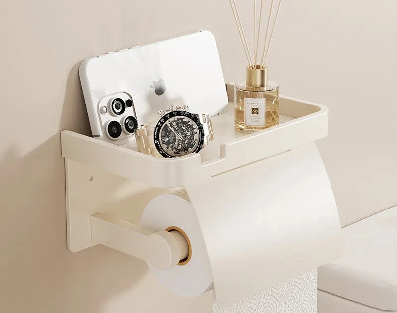 Cream White Toilet Tissue Box Wall Mounted Non Perforated Toilet Bathroom Toilet Paper Box Roll Paper Toilet Paper Storage Rack