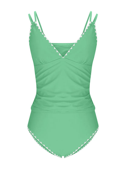S - XXL New 10 Colors V Neck Tankini Bikini Women Swimwear Female Swimsuit Two-pieces Bikini set Bather Bathing Suit Swim K6770