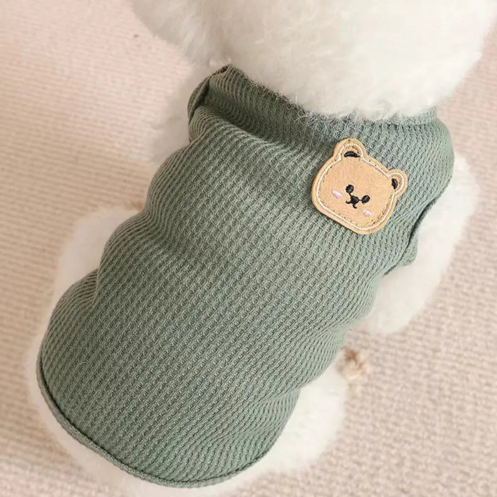 Cute Waffle Dog Clothes Breathable Solid Color Pet Cat Clothing Thin Sweat-absorbent Dog Vest
