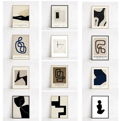 Modern Abstract Beige and White Canvas Painting  Scandinavian Neutral Wall Art Print for Home Decor  Art Gallery Poster