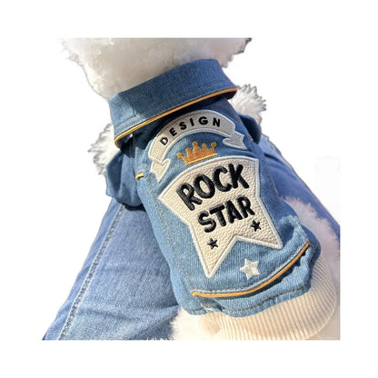 Pet Clothing Dog Cat Clothing Pet Handsome Fashion Cowboy Clothes Washed Vest Coat Collection Rock Denim Clothing Pet Products