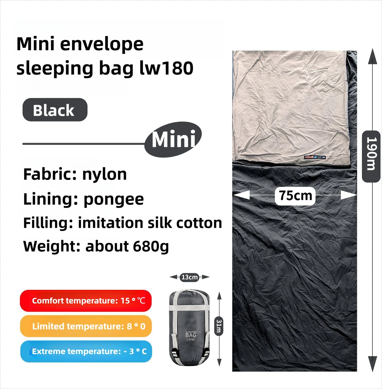 Mini Adult Sleeping Bag Travel Mountaineering Outdoor Camping Down Cotton Dirty Sleeping Bag Machine Washable Splicing