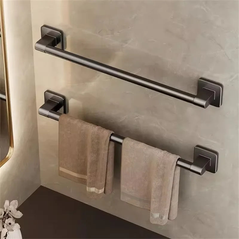 Wall Mounted Towel Rack Bathroom Storage Rack No Drilling Bathroom Horizontal Bar Towel Rack Kitchen Bathroom Accessories