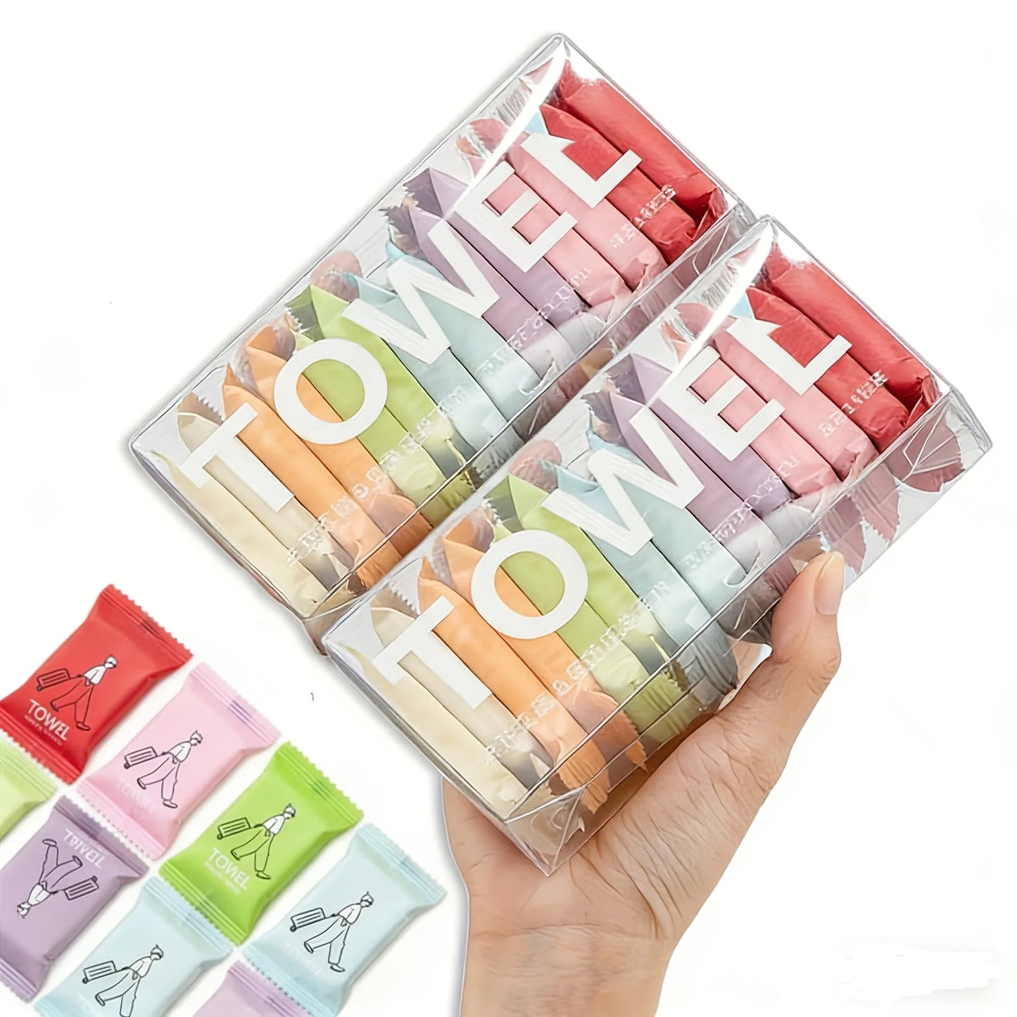 Colorful Compressed Disposable Towels - Portable And Thick Travel Towels, Versatile for Both Wet And Dry Use Suitable for Travel