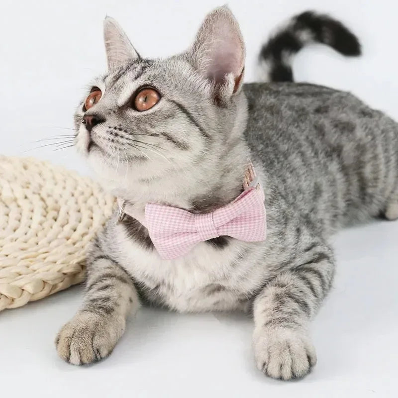 Cute Cat Collar with Bow Tie Adjustable Design Pet Dogs Cats Puppy Necklace Pet Supplies