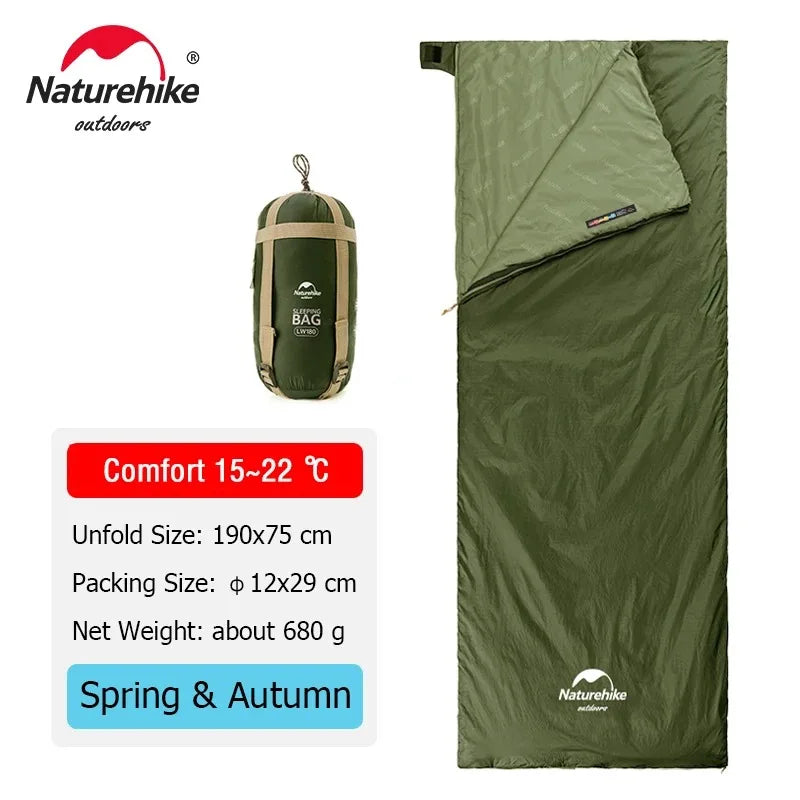 NaturehikeLW180 Sleeping Bag Ultralight Portable Sleeping Bag Spring Summer Sleeping Bag Outdoor Hiking Camping Travel Equipment
