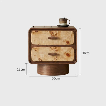 Medieval-style bedside table, household bedroom drawer, solid wood storage cabinet, natural high-grade tree burl,side cabinet
