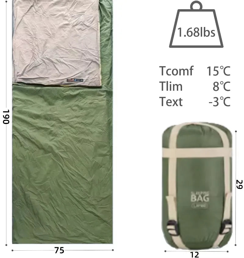 Camping supplies Ultra Lightweight Envelope Sleeping Bag for Adults Camping Hiking Beach Travel Compact Warm Sleep Mat 190x75cm