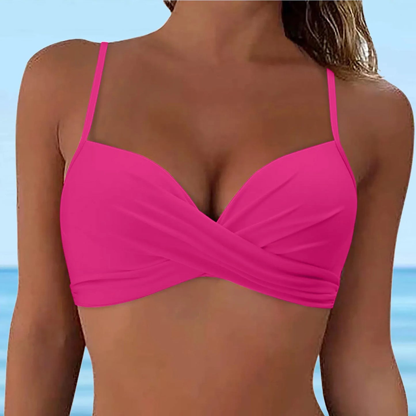 Women Lace Up Swimwear Tops Underwire Full Coverage Bikini Top Push Up Swim Crop Top Tie Back Matching Men And Women Swimsuits