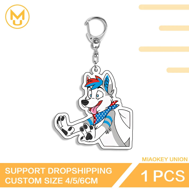 Furry Wolf Fashionable Eye Catching Lively Edgy Acrylic Keyring Charming Adorable Exquisite Anime Jewelry Accessories Gifts
