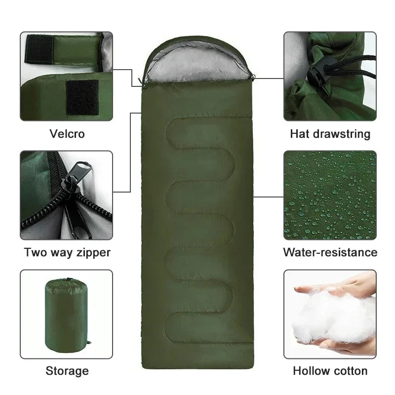 Ultralight Waterproof 4 Season Envelope Sleeping Bag - Warm Camping & Backpacking Bag for Outdoor Hiking