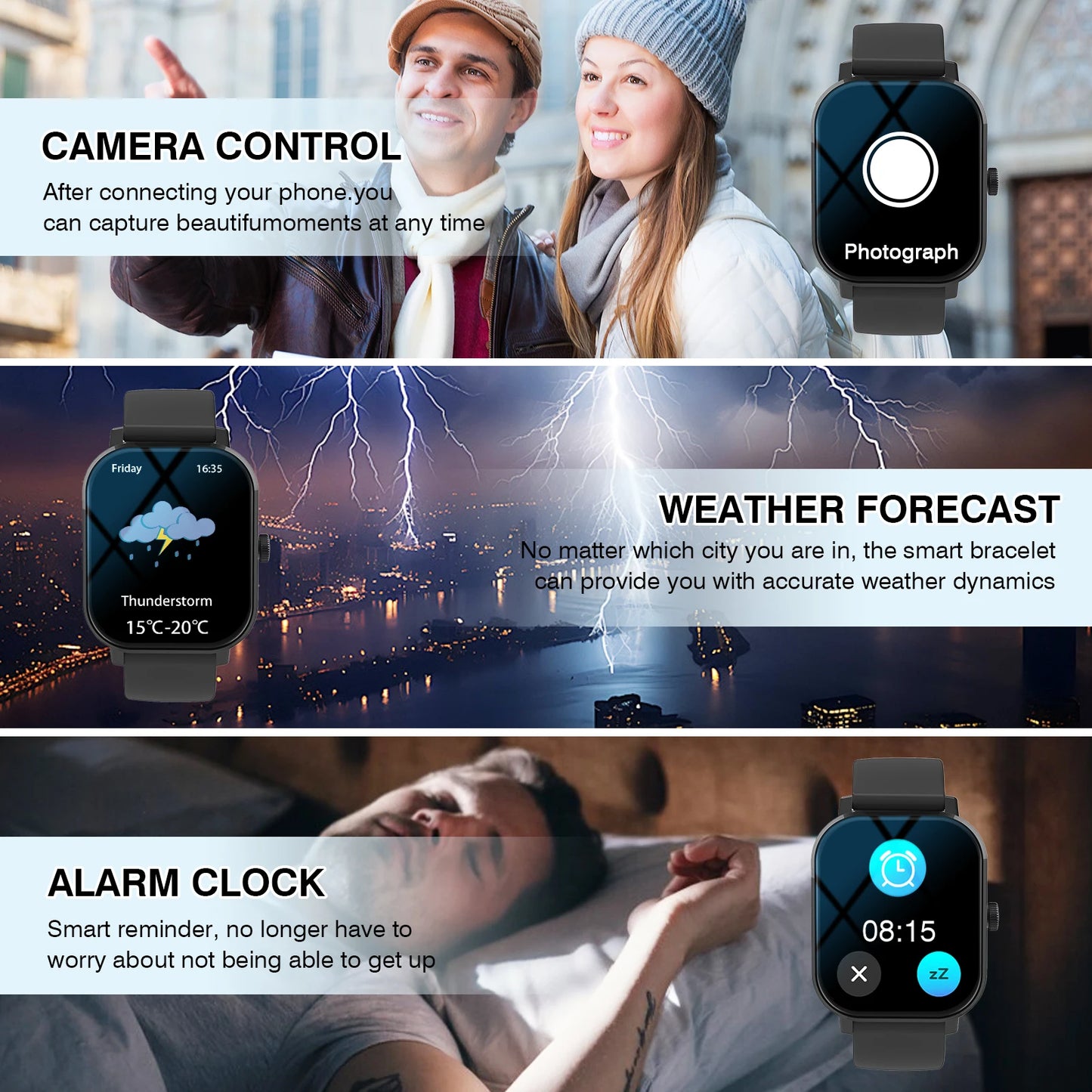 Smart Watch, Wireless Call/Dial, Multiple APP Reminders, Suitable for Men and Women, Sports Watch, Compatible with IPhone/Andrio