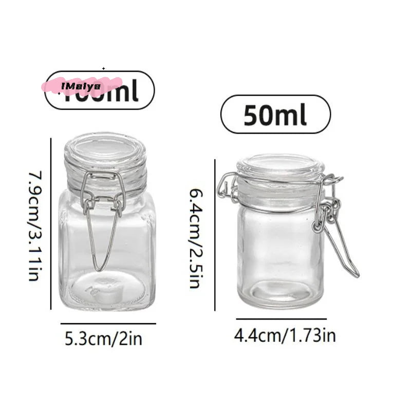 Transparent Glass Jar for Kitchen 50/100ml Sealed Storage Bottle Big Mouth Pickle Fruit Jam Container Household Food Canning