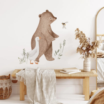 Cartoon Bear Deer Rabbit Bird Bee Plant Wall Sticker Art Decal Room Bedroom Living Room Door Office Corridor Interior Home Decor