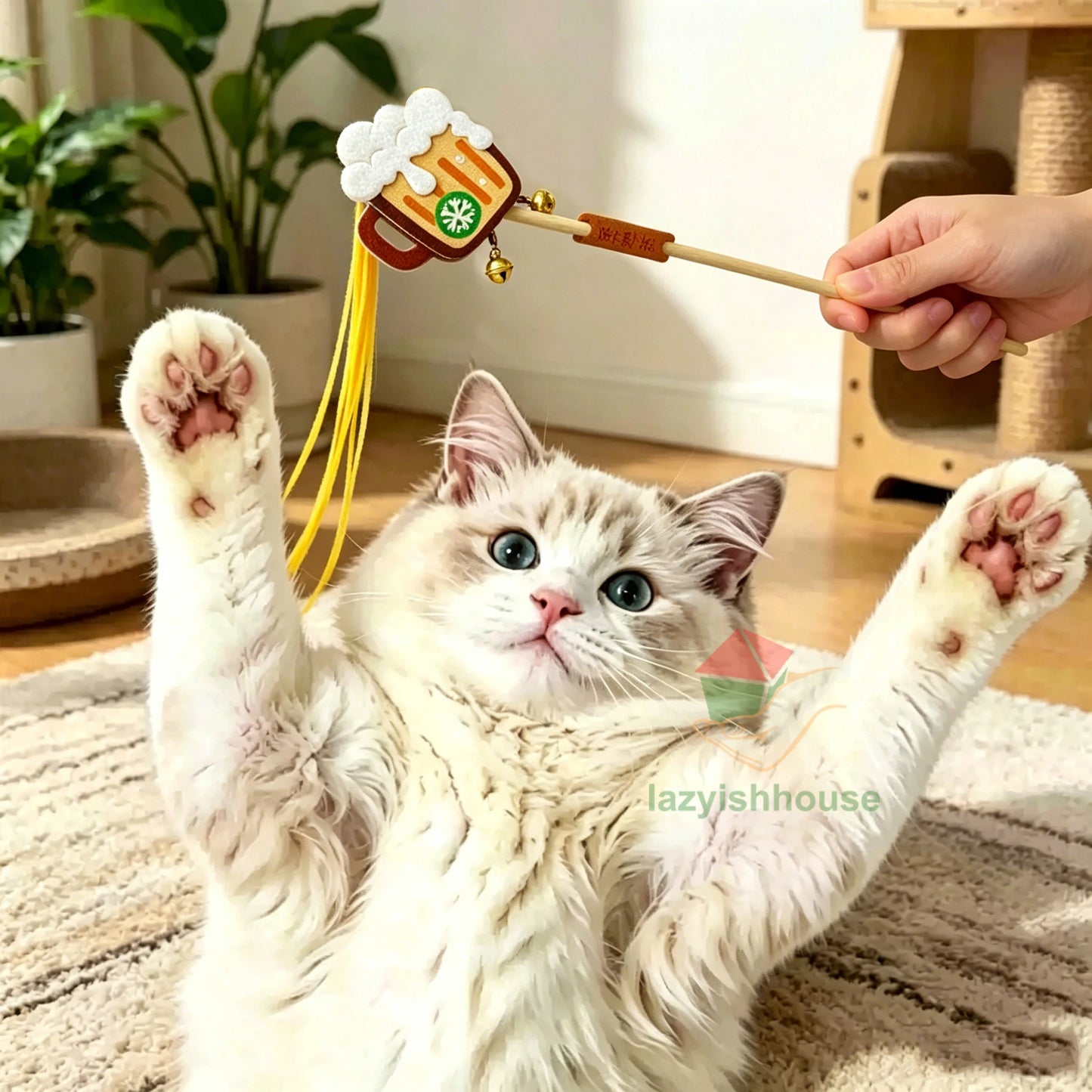 Pet Cat Toys Original New Products Cat Teasing Cat Bar Milk Tea Coffee Beer Style Long Tassel Bite Resistant Lovely Pet Toys