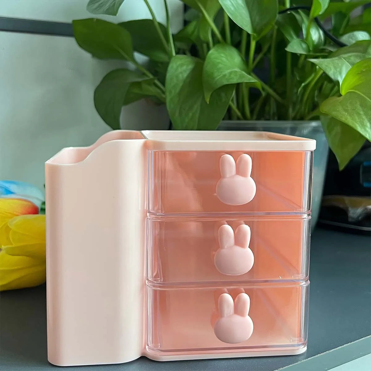 Desktop Organizer WIth Drawer Multifunctional Drawer Storage Box LargeCapacity Stationery Organizer For Cosmetic Office Supplies