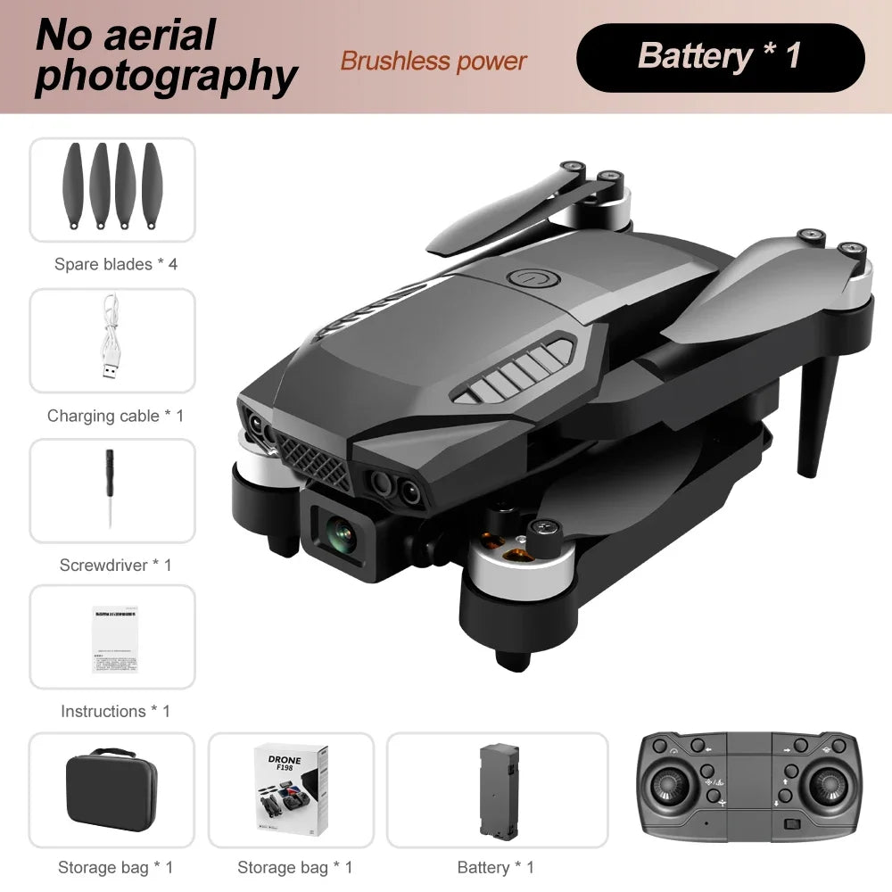 F198 Brushless Drone Optical Flow Positioning Dual Camera Aerial Quadcopter Remote Control Aircraft New Year Children's Toy