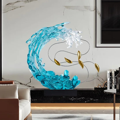 Home Decor Abstract Art Sculpture Decoration Luxury Villa Living Room Entrance Office Desktop Blue Transparent Decorations Craft