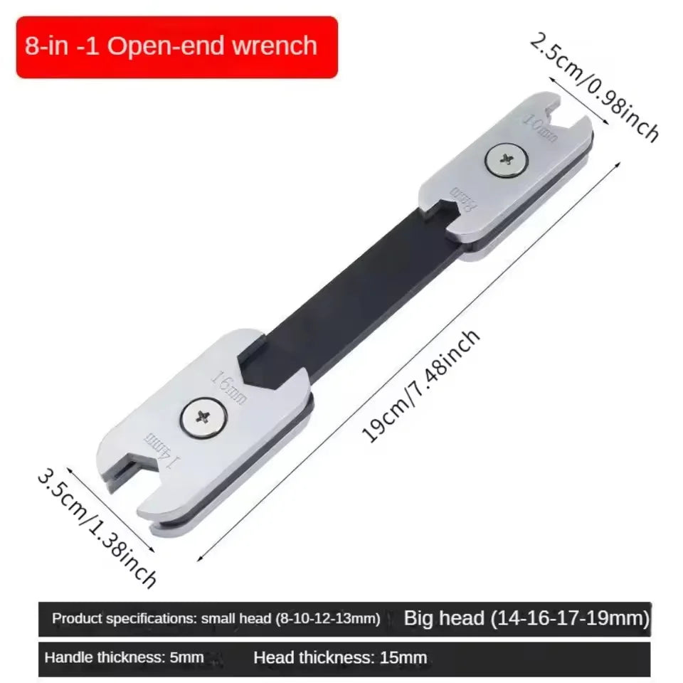 ‌360° Rotatable 8-in-1 Adjustable Wrench with Dual Hex/Open Ends – Ergonomic Grip for Professional Automotive & Industrial Use‌