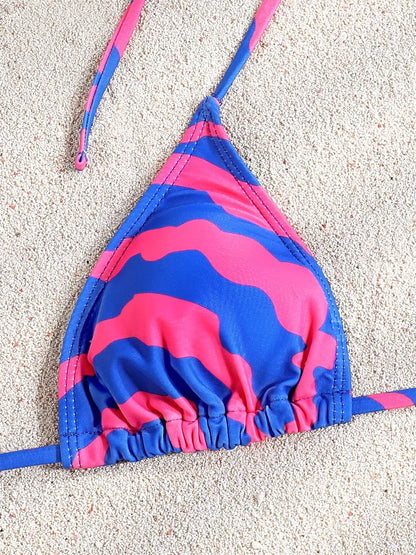 ZRTAK Triangle Bikini Striped Swimsuit Women Swimwear Printed Bathing Suit Brazilian Biquini Sexy Beach Wear Two Piece Suits