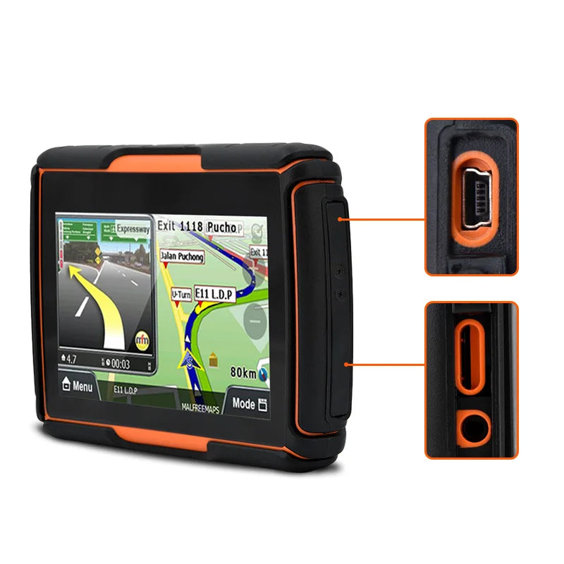 Motorcycle GPS Navigation Car GPS 4.3" IPX67 Waterproof dustproof/ shockproof Bluetooth FM AVIN Built in 8GB With iGo GPS Map