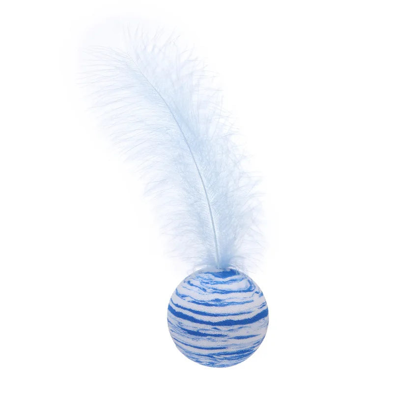 Cat Toy Ball Feather Funny Cat Toy Star Ball Plus Feather Foam Ball Throwing Toys Interactive Toys Pet Supplies Katten Toy