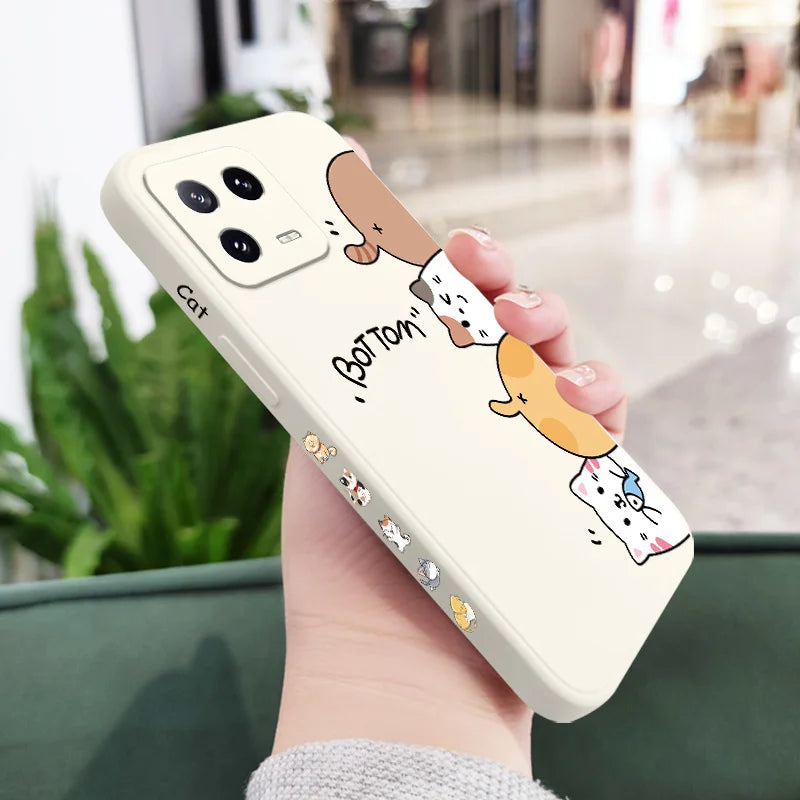 Cat Litter Phone Case For Xiaomi Mi 15 15T 14 14T 13 13T 12 12T 12S 11 11T Ultra 10 10T 9 9T Pro Lite 5G Liquid Silicone Cover