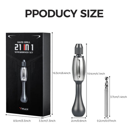 21-in-1 Screwdriver/Drill: non-slip grip, S2 bits, magnetic, quick swap. For jewelry, resin, wood, plastic housework, man's gift