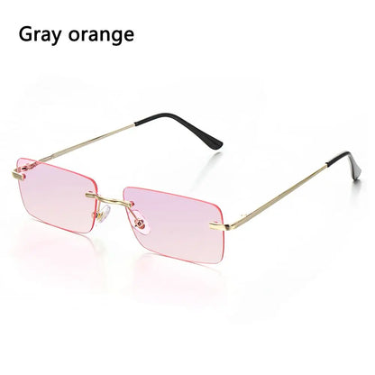 Trendy Punk Sunglasses Rimless Rectangle Sun Glasses for Men Women Fashion UV400 Driving Shades Frameless Gradient Eyewear