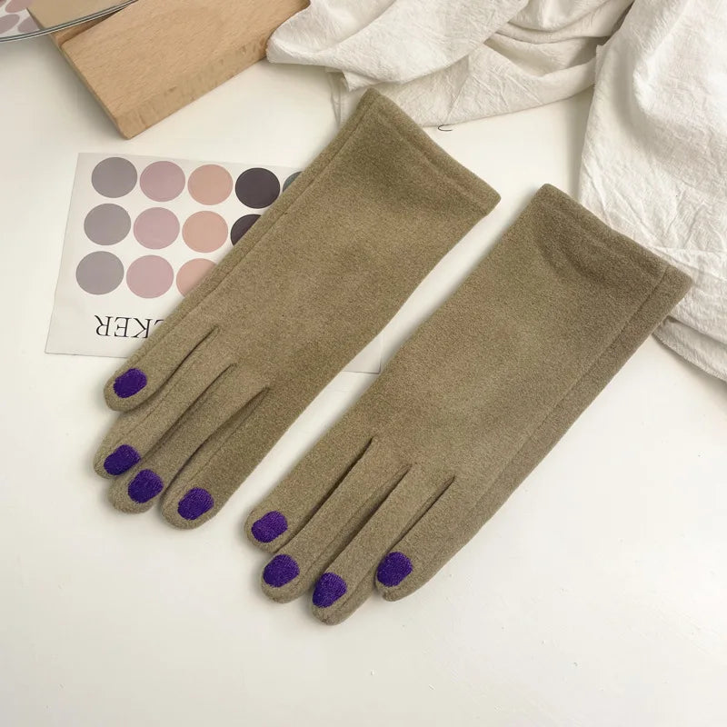 Women Creative Nail Polish Embroidery Gloves Grace Lady Fashion Vintage Driving Full Finger Mittens Girl Touch Screen Warm T124A
