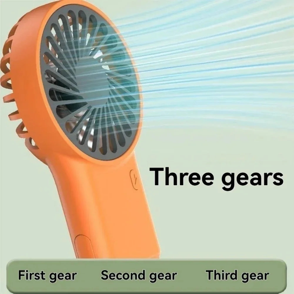 Portable Handheld Fan with Concealed Stand USB Rechargeable 3 Speeds Adjustable Cooling Fan for Home Office Outdoor Travel Use