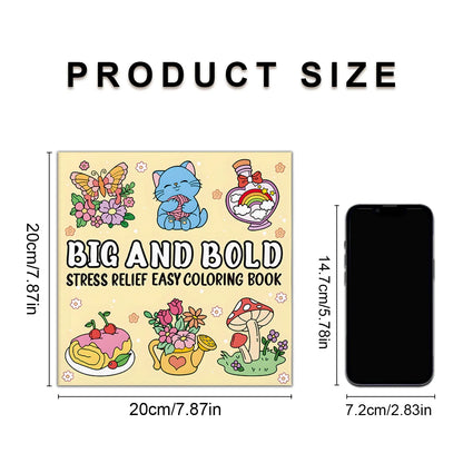 BIG AND BOLD STRESS RELIEF EASY COLORING BOOK for Adults and Teens Mixed Coloring Paper Stress Relief Emotional Relief ﻿