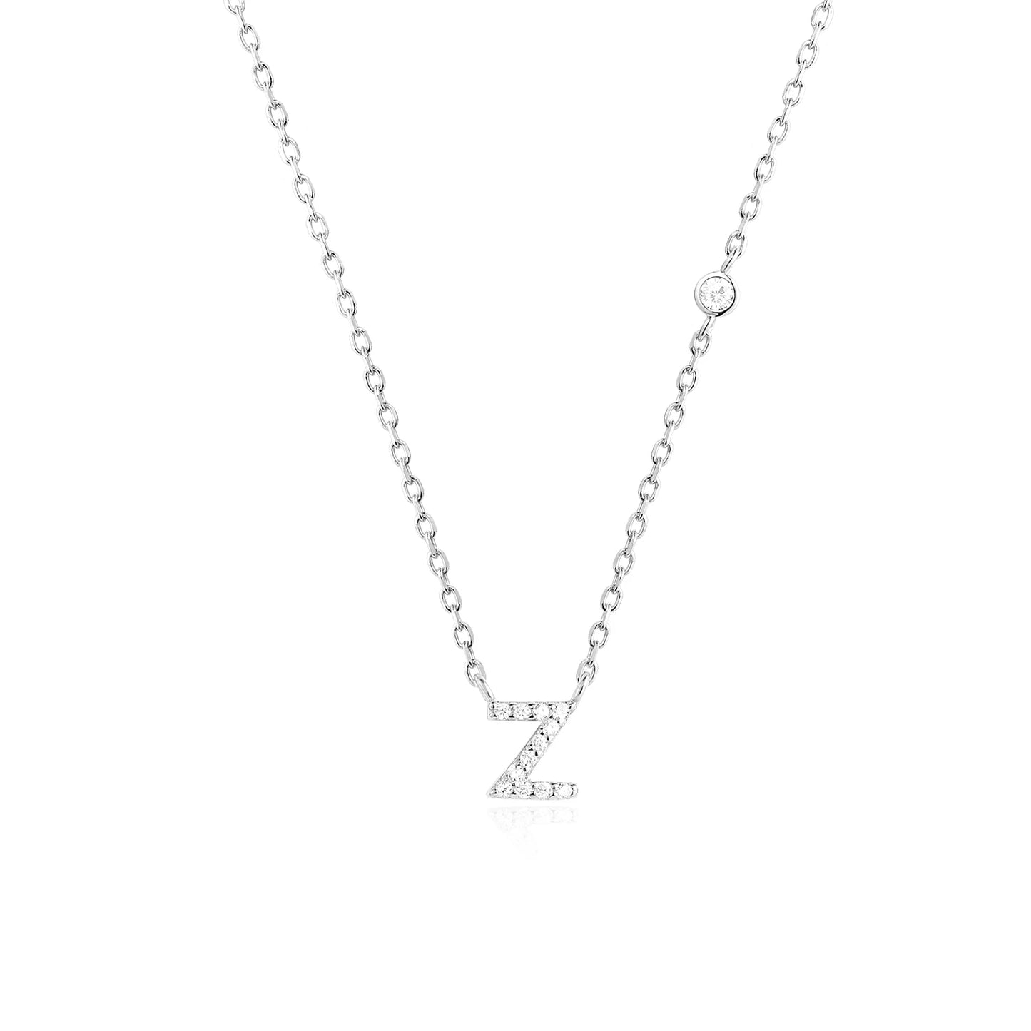 VEWANT New 925 Sterling Silver Monogram Initial Letter A M Pendant Long Chain Necklace Crystal Fine Jewelry Luxury Fine Jewelry