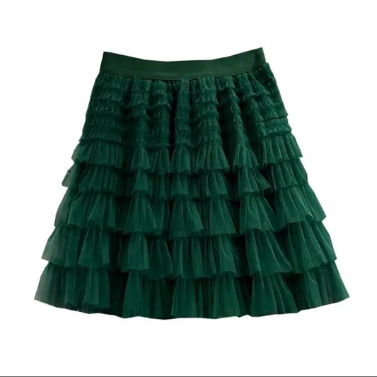 New In 2025 Summer Tulle A-Line Cake Skirts Women Elastic High Waist Tutu Short Skirt Korean Fashion Sweet Tutu Streetwear Skirt