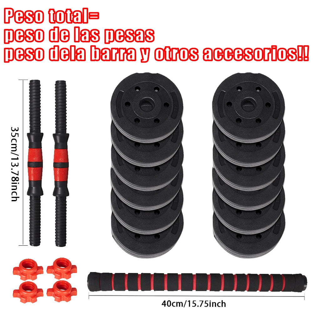 Adjustable dumbbell and barbell set, weights - 10kg 15kg 20kg 30kg 40kg 50kg, gym and home dumbbells suitable for men