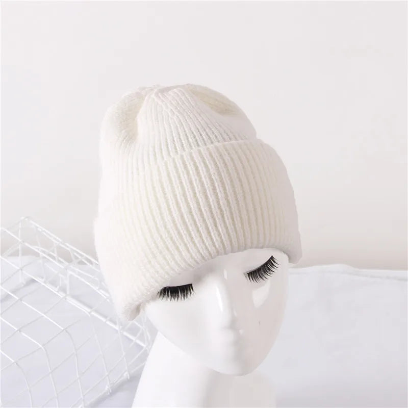 New winter adult casual beanie cap Outdoor lady knitted hat Thick warm comfortable