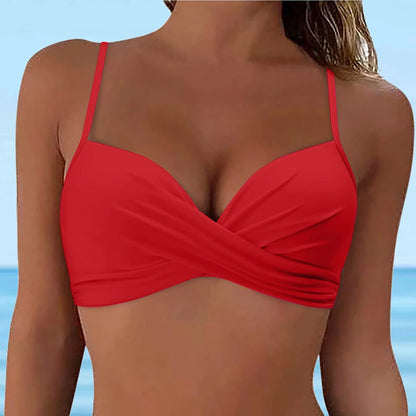 Women Lace Up Swimwear Tops Underwire Full Coverage Bikini Top Push Up Swim Crop Top Tie Back Matching Men And Women Swimsuits