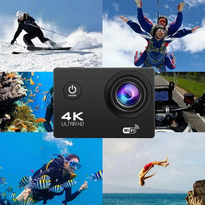 5K Dual-Screen Action Camera With WiFi Direct Connection Autofocus Waterproof Shooting LED Touchscreen And Remote Control Design
