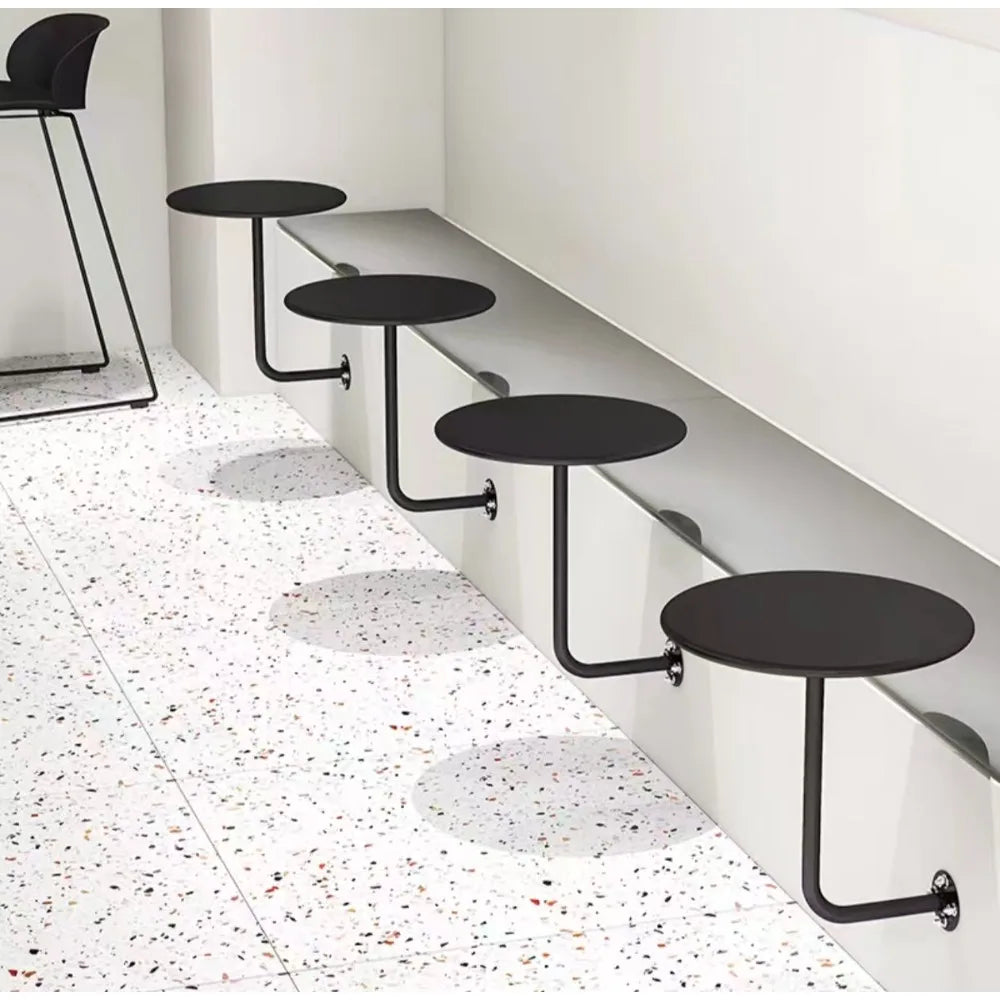 Wall Mounted Coffee Table, Round Floating Side Table, Metal Space Saving End Table for Living Room Bedroom Balcony Cafe