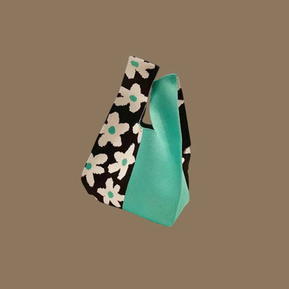Fashion Handmade Knit Handbags Women Mini Knot Wrist Bag Korean Casual Tote Bag Reusable Shopping Bags