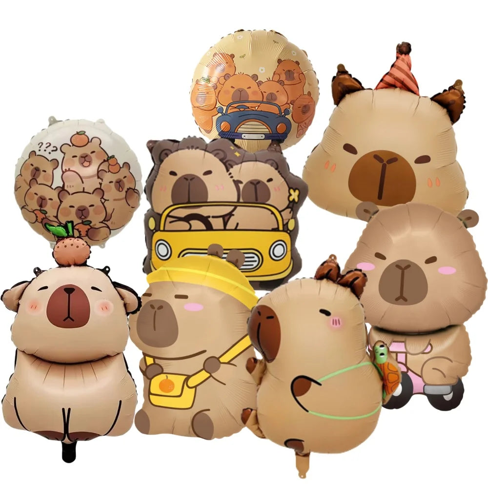 Cute Capybara Birthday Decorations Balloons Backdrop Tablecloth Stickers Cups Plates for Baby Shower Kids Event Party Supplies