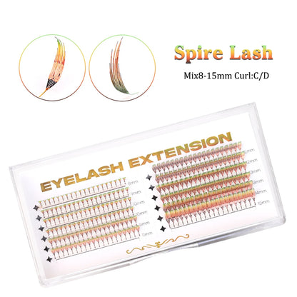 AGUUD Shiny Tinsel Manga Comic Spire Lash Glitter Color Anime Eyelash Extension Feather Shape Premade Fans Party Makeup Lashes